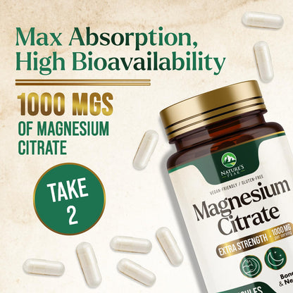 Magnesium Citrate 1000mg - High Absorption Magnesium, 240 Capsules