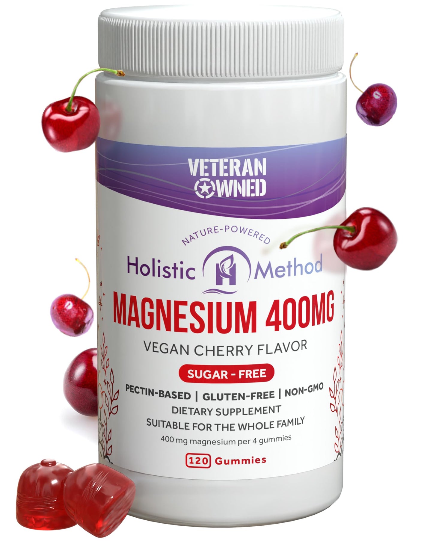 Magnesium Citrate Gummies - Sugar-Free, Vegan, Cherry | 120 Chews