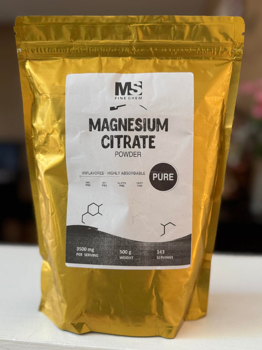 Magnesium Citrate Powder 500g – 400mg Magnesium per Serving