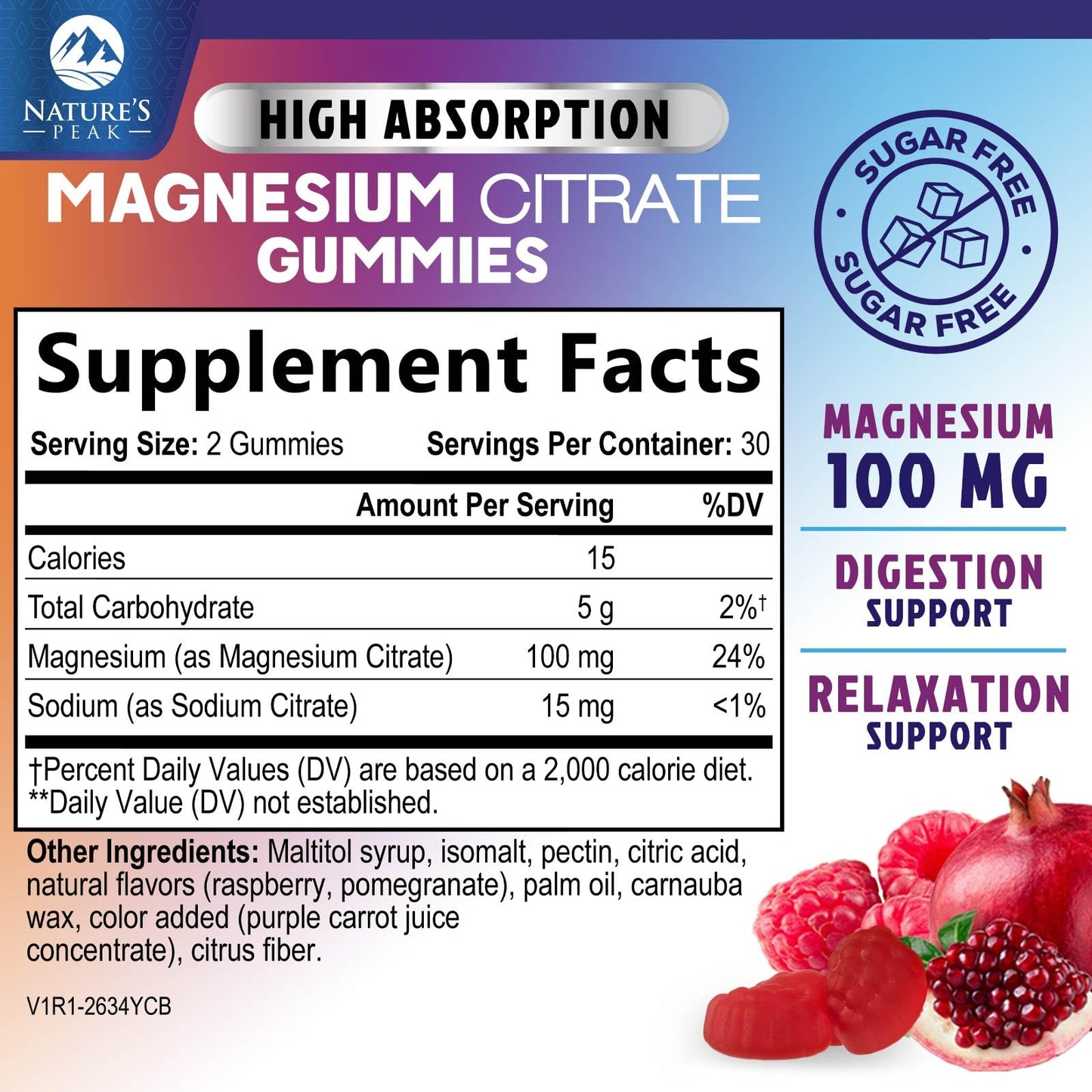 Magnesium Citrate Gummies Sugar-Free – High Absorption, 60 Gummies | Sleep, Heart & Bones Support