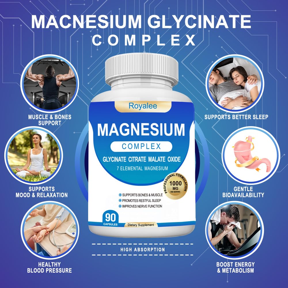 Magnesium Complex 1000mg – 7 Forms for Relaxation, Muscle & Bone Support | 90 Capsules