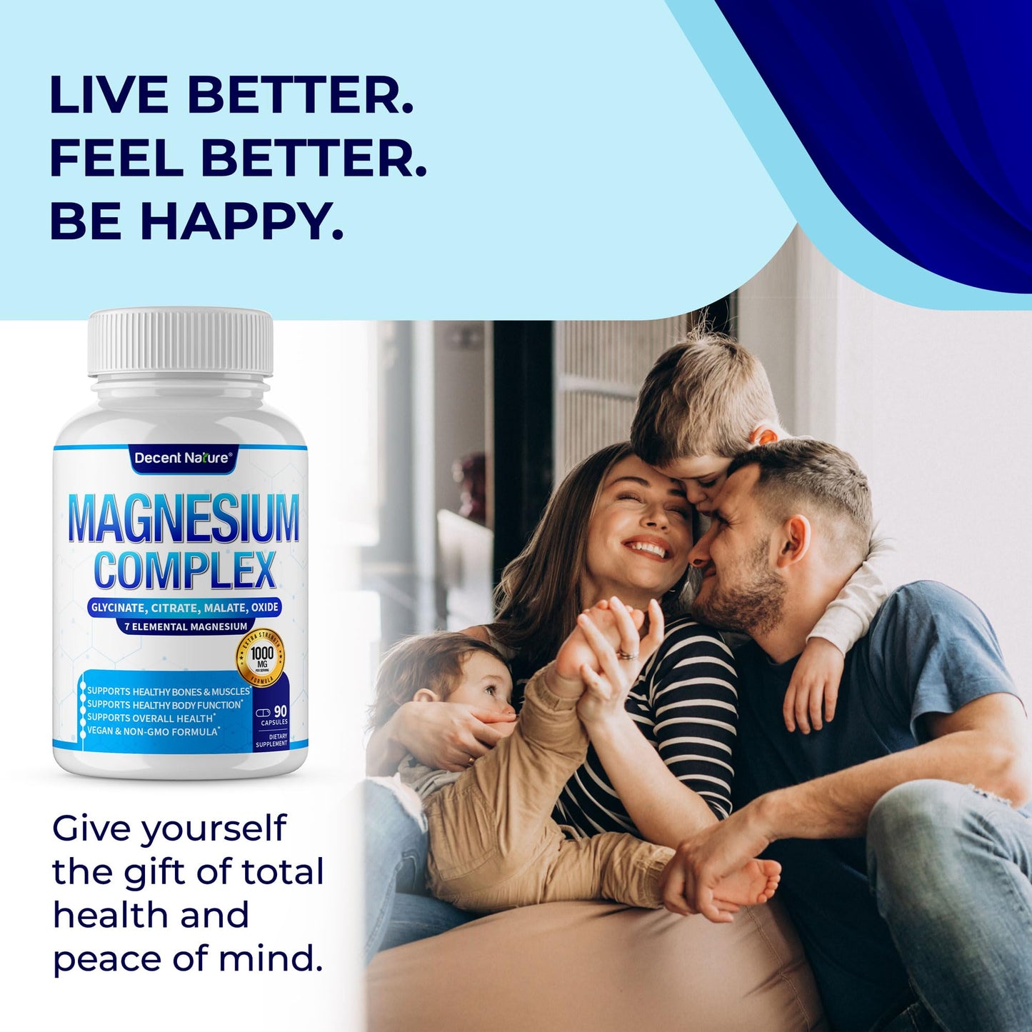 Magnesium Complex 7-Elemental Magnesium Supplement 1000mg – Non-GMO, 90 Capsules