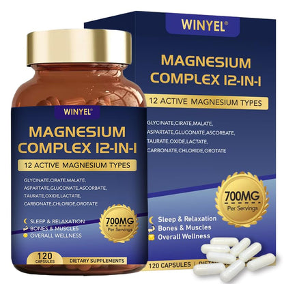 Magnesium Complex 700mg 12-in-1 | Sleep, Calm & Heart Health | Vegan 120 Caps
