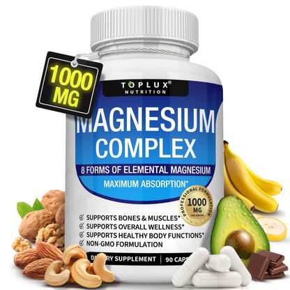 Magnesium Complex 8-Elemental 1000mg – Glycinate, Citrate, Malate, Taurate | 90 Veg Capsules
