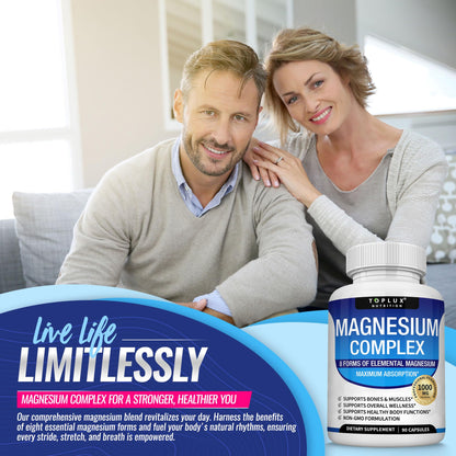 Magnesium Complex 8-Elemental 1000mg – Glycinate, Citrate, Malate, Taurate | 90 Veg Capsules