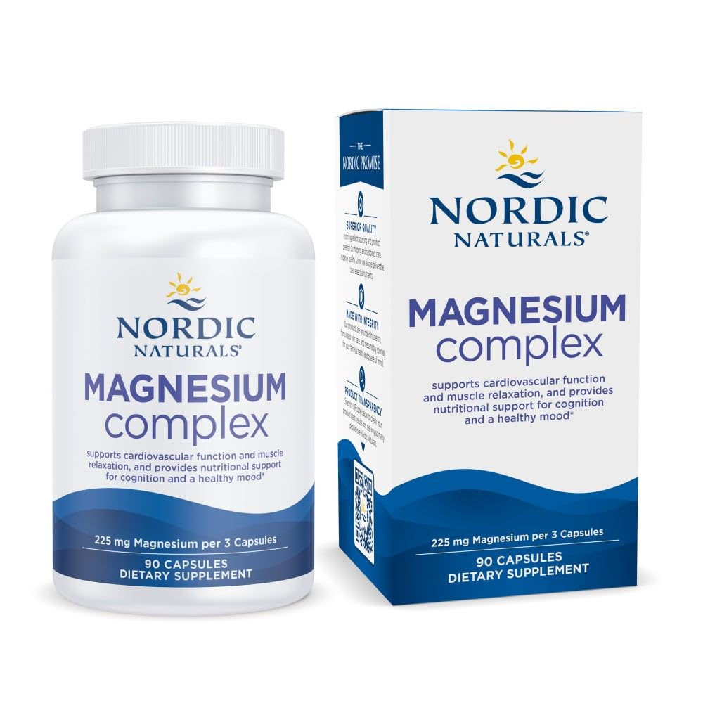Nordic Naturals Magnesium Complex - 90 Capsules | 225 mg Magnesium, 1.9 mg Iron | Vegan & Non-GMO
