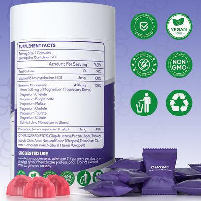 Magnesium Complex Gummies – Vegan, Individually Wrapped 90-Count for Sleep, Muscle & Nerve Support