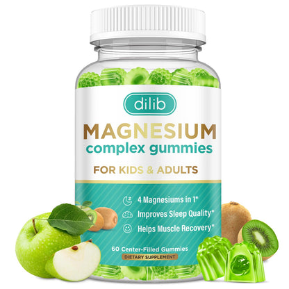 Magnesium Complex Gummies for Kids & Adults | Vegan 60 Gummies - Glycinate, Taurate, Citrate & Malate