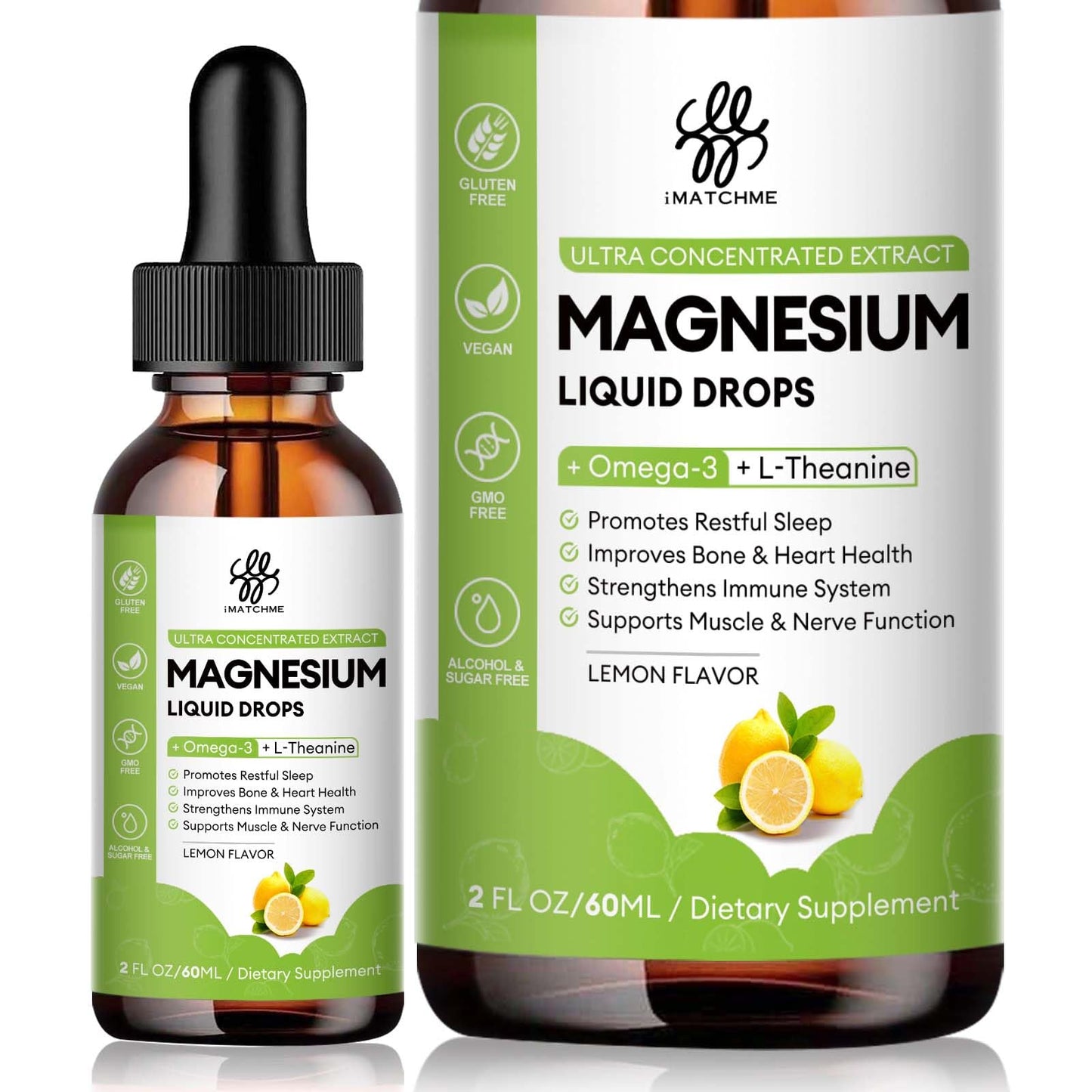 Magnesium Complex Liquid Drops – Glycinate, Oxide, Taurate & Citrate, Lemon 2 fl oz