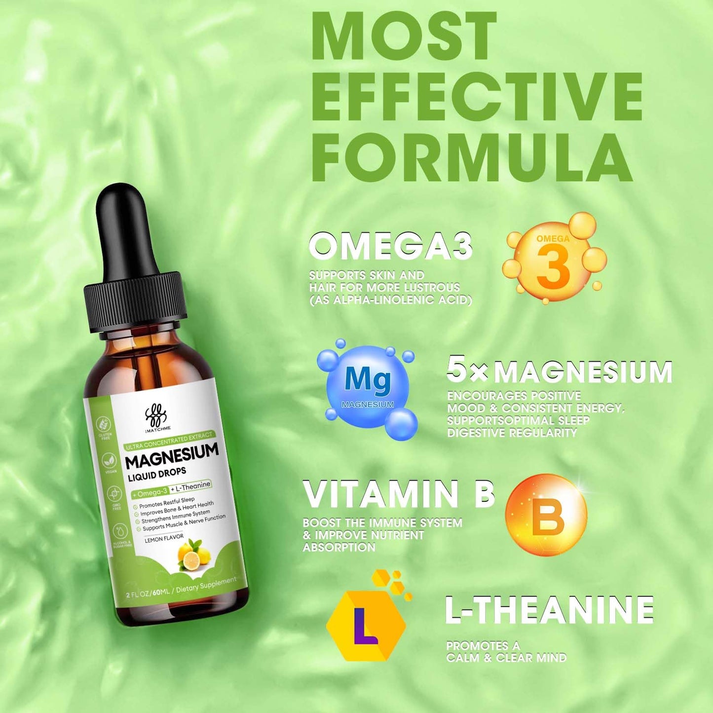 Magnesium Complex Liquid Drops – Glycinate, Oxide, Taurate & Citrate, Lemon 2 fl oz