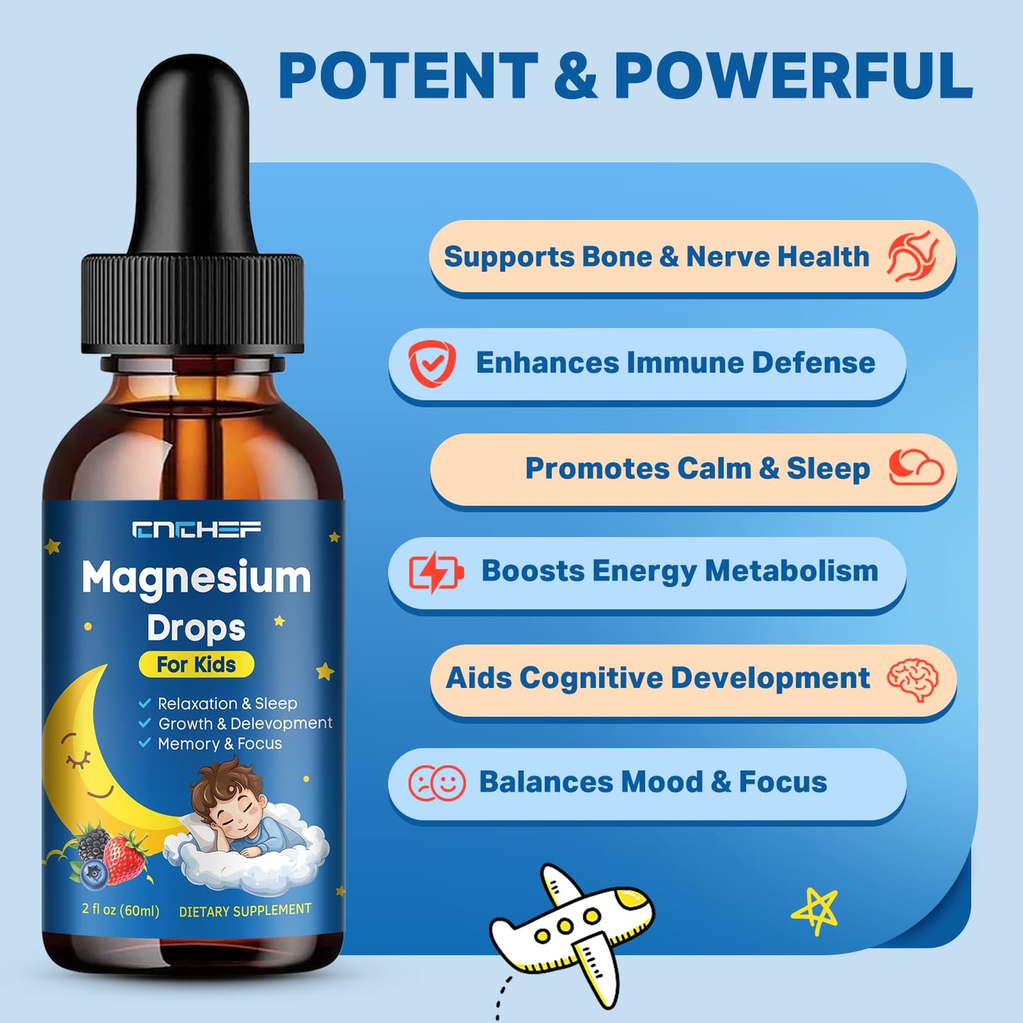 Magnesium Drops - Magnesium Glycinate Liquid for Kids | Calm, Sleep & Focus