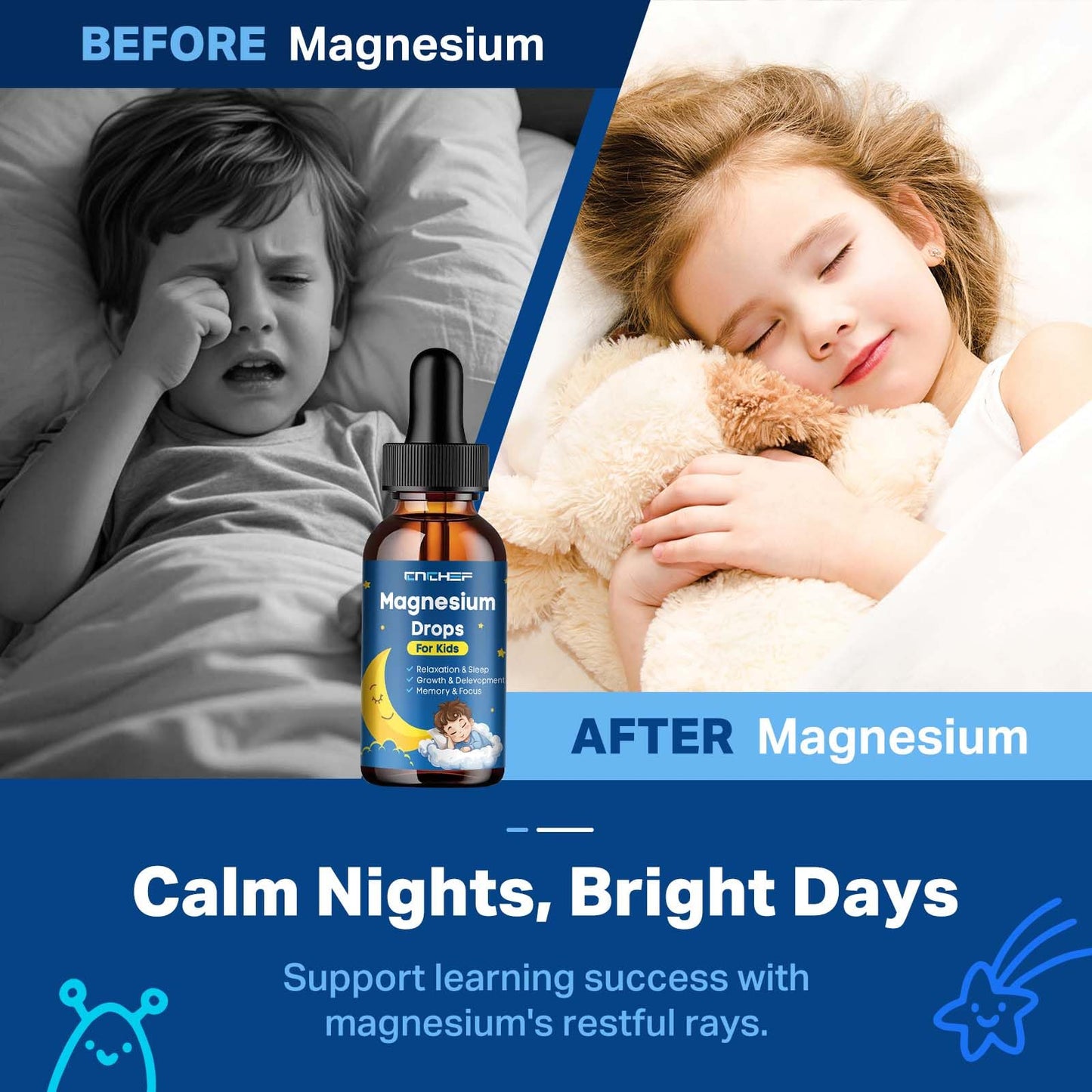 2-Pack Magnesium Drops for Kids | Magnesium Glycinate Liquid, Strawberry Flavor