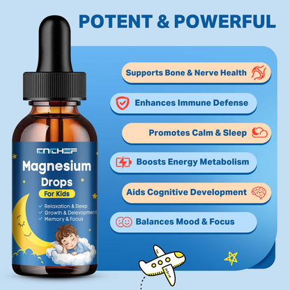 2-Pack Magnesium Drops for Kids | Magnesium Glycinate Liquid, Strawberry Flavor