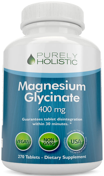 Magnesium Glycinate 400mg – 270 Tablets | High Bioavailability & Vegan