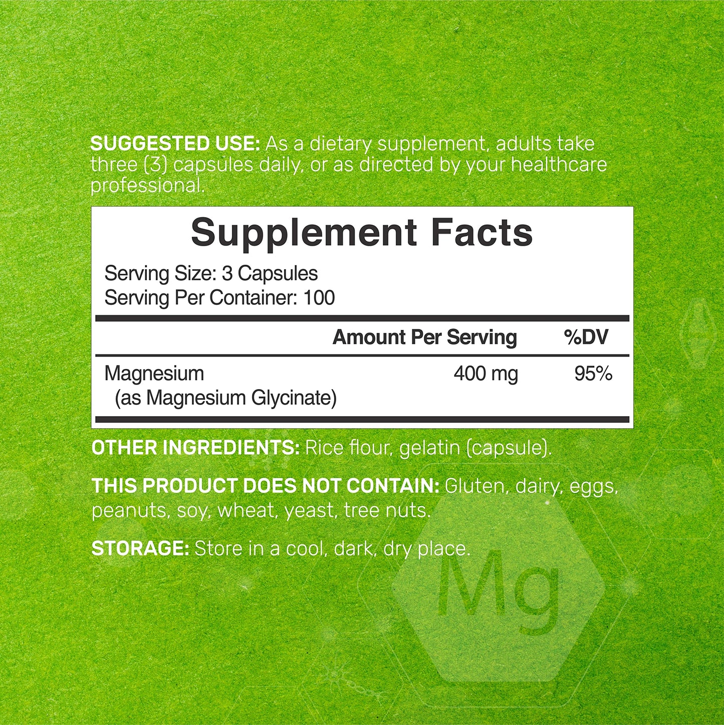 Magnesium Glycinate 400mg, 300 Capsules | 100% Chelated for Easy Absorption | Essential Mineral Supplement for Muscle, Sleep & Heart Health