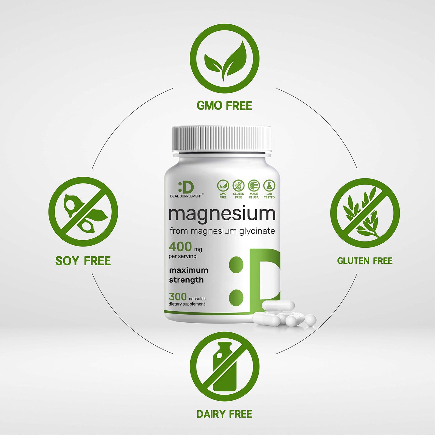 Magnesium Glycinate 400mg, 300 Capsules | 100% Chelated for Easy Absorption | Essential Mineral Supplement for Muscle, Sleep & Heart Health