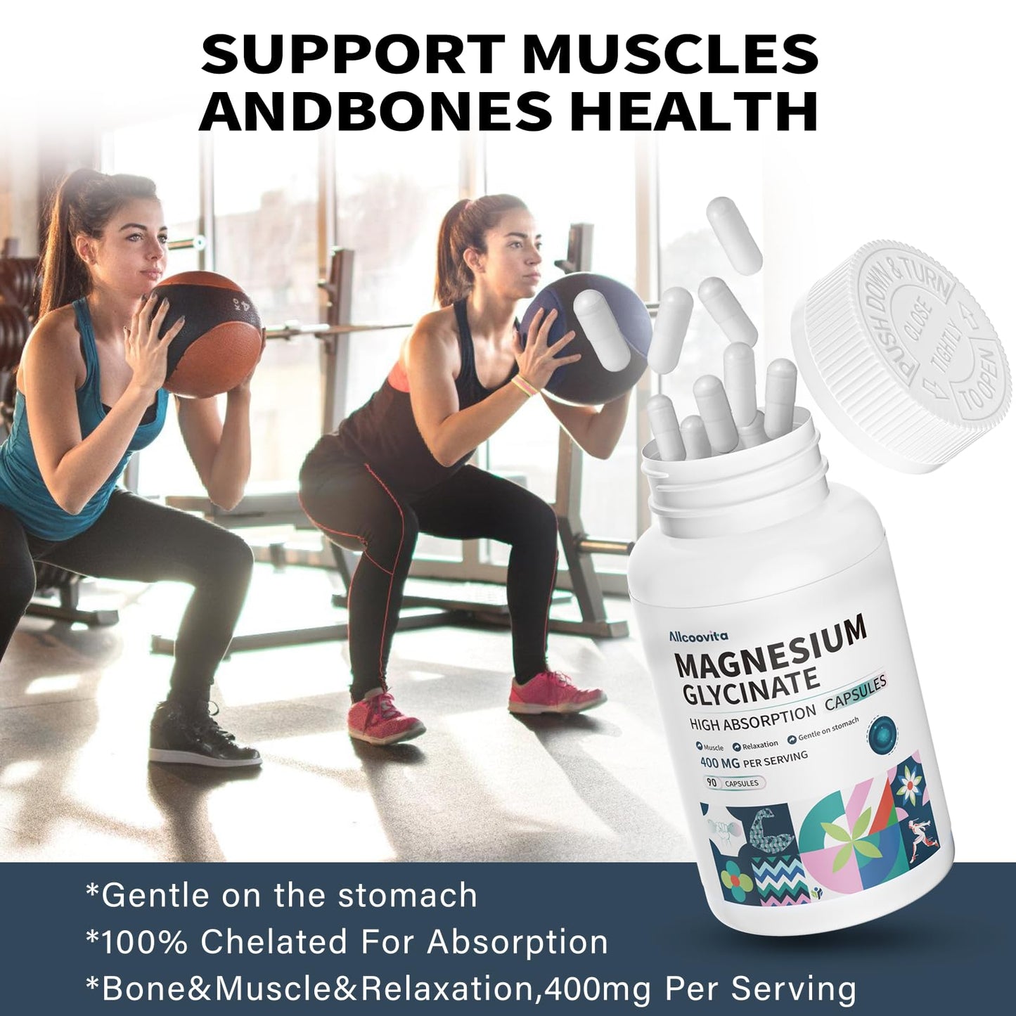 Magnesium Glycinate 400 MG per Serving | 90 Vegetarian Capsules | Chelated for High Absorption