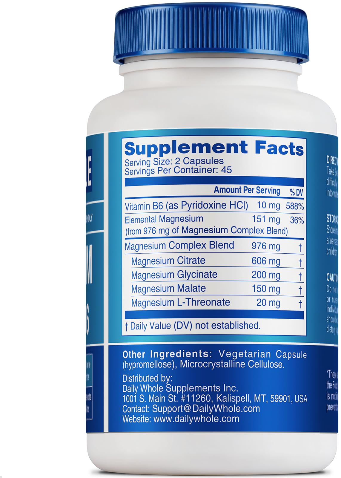 Magnesium Glycinate 4-in-1 Complex for Women – 976mg Magnesium + Vitamin B6 | Gluten Free, Non-GMO