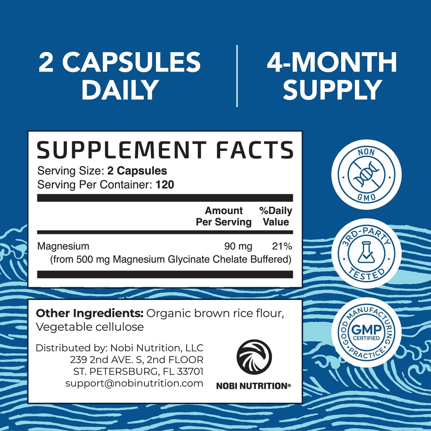 Magnesium Glycinate 500mg | Chelated, High-Absorption Mg Glycinate | 240ct