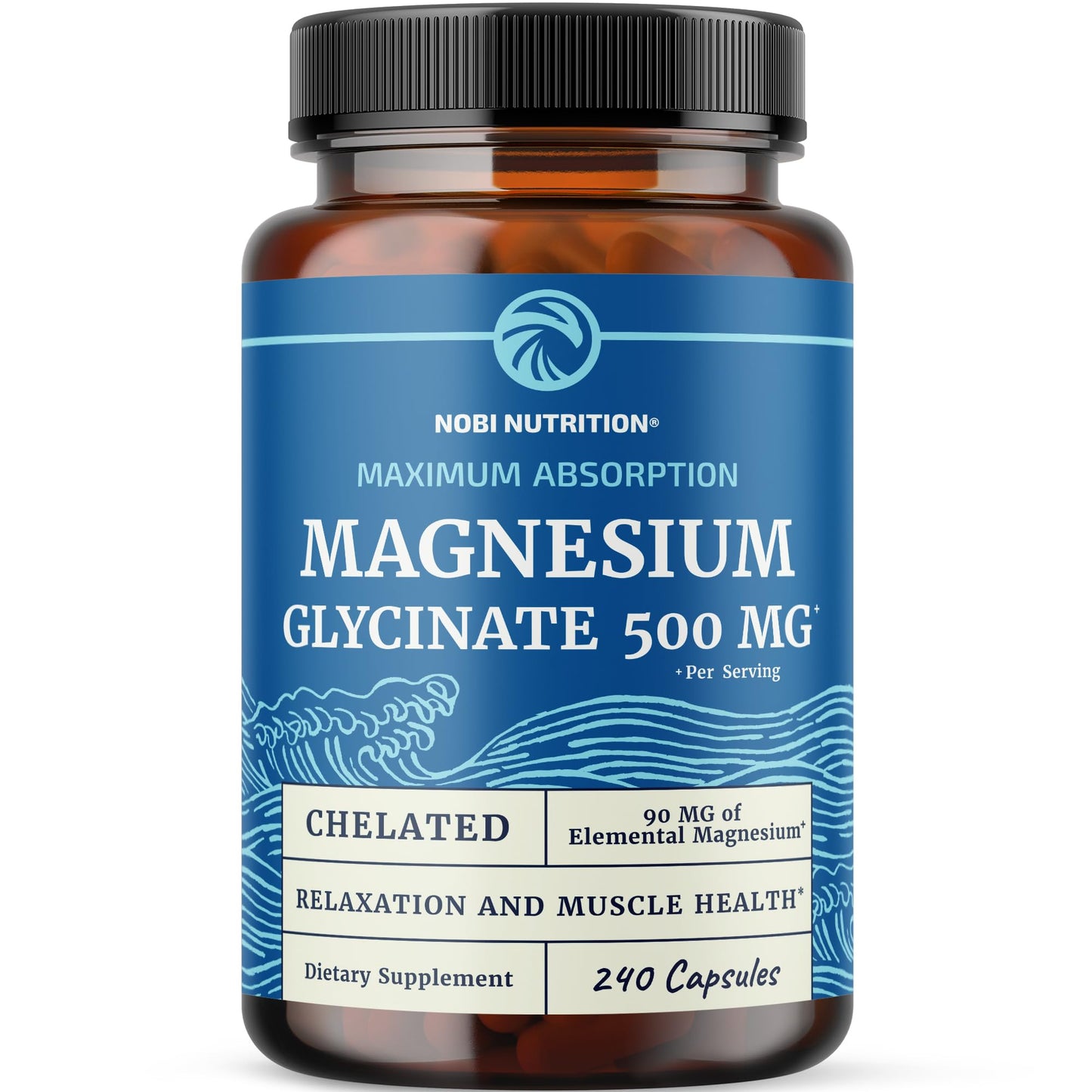 Magnesium Glycinate 500mg | Chelated, High-Absorption Mg Glycinate | 240ct
