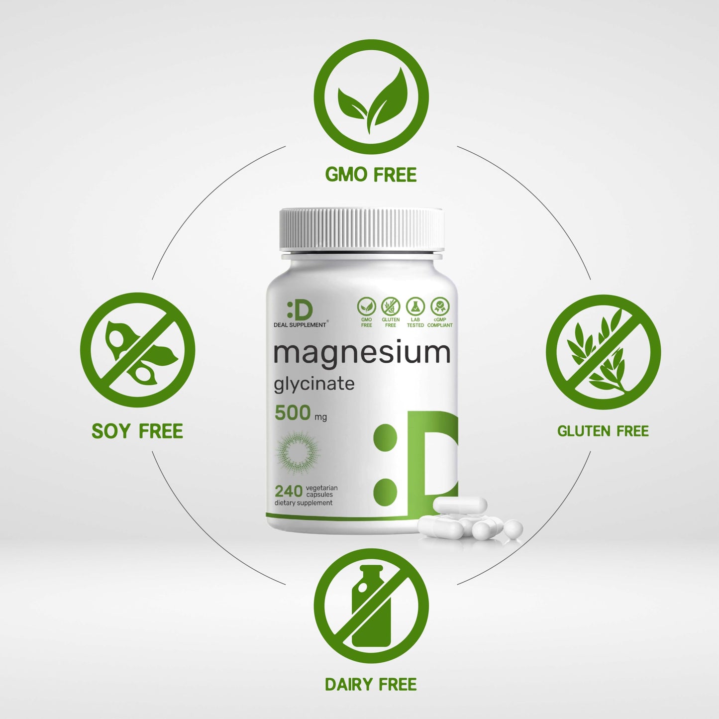 2 Pack Magnesium Glycinate 500mg | 480 Veggie Capsules | Chelated for Easy Absorption