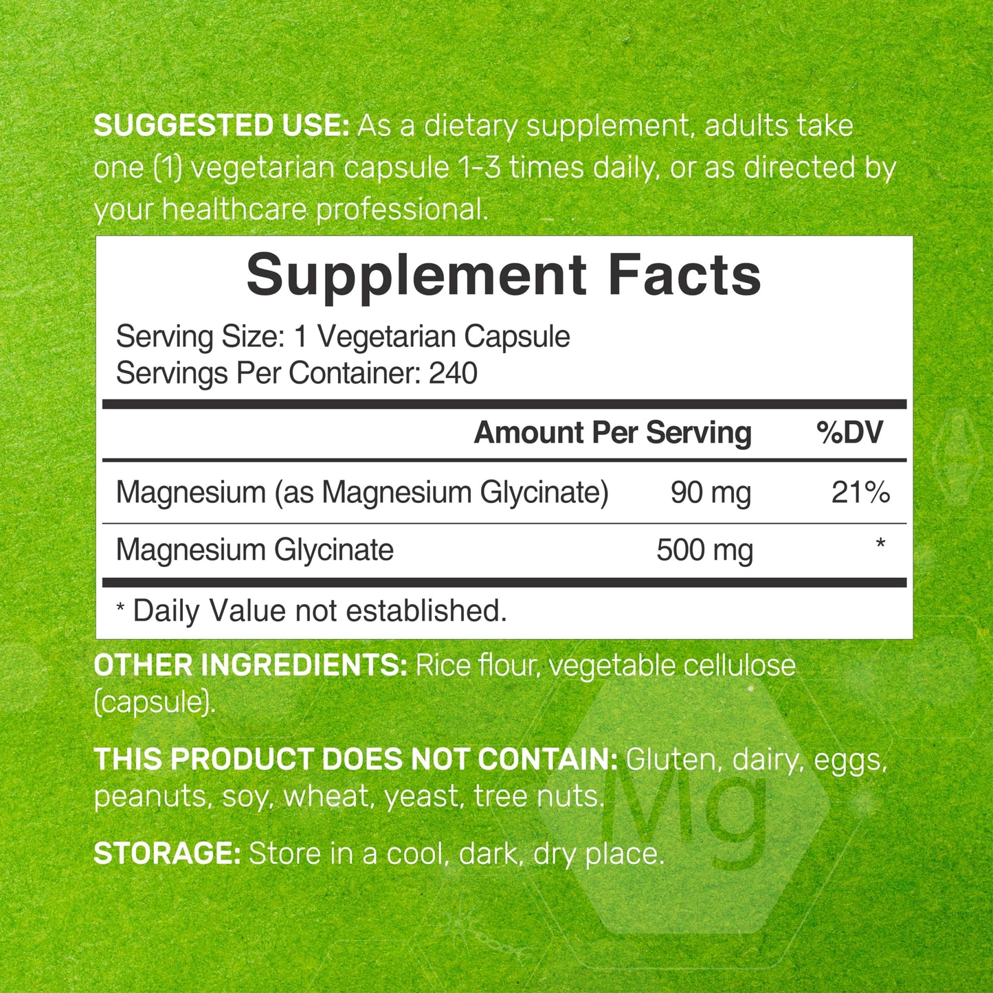 2 Pack Magnesium Glycinate 500mg | 480 Veggie Capsules | Chelated for Easy Absorption