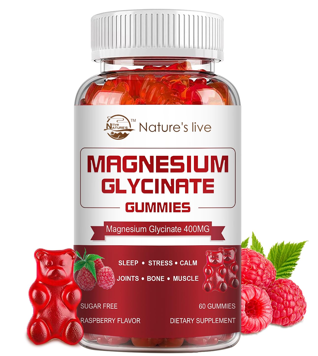 Magnesium Glycinate Gummies – Sugar Free, 400mg Glycinate + 200mg L-Threonate