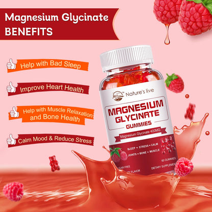 Magnesium Glycinate Gummies – Sugar Free, 400mg Glycinate + 200mg L-Threonate