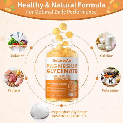 Magnesium Glycinate Gummies 1000mg - Sugar Free with Vitamin D/B6 & CoQ10 | 120 Orange Gummies (2 Pack)