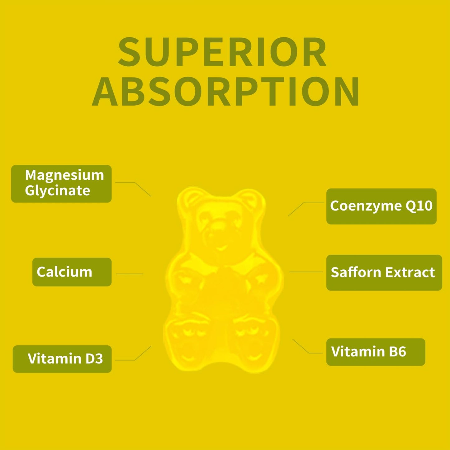 Magnesium Glycinate Gummies 500mg – Sleep, Relaxation & Mood Support | 60 Pineapple Gummies