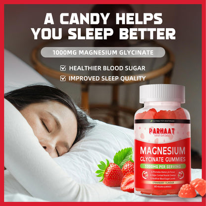 Magnesium Glycinate Gummies – Sugar Free Calm Mood & Sleep Support (60 Strawberry Chews)