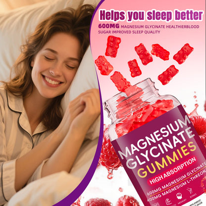 Magnesium Glycinate Gummies 600mg – High Absorption Magnesium for Women, Men & Kids, Sugar Free 60 Count