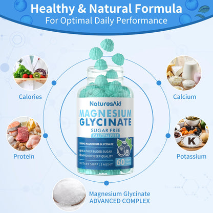Magnesium Glycinate Gummies 1000mg – Sugar Free, Mood & Sleep Support (2-Pack)