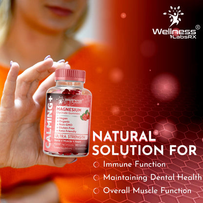 Magnesium Glycinate Gummies 1000 mg – Relaxation & Heart Health – Strawberry Flavor