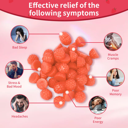 Magnesium Glycinate Gummies 1000mg - Sugar Free Calm Mood & Sleep Support (120 Strawberry Gummies) - 2 Pack