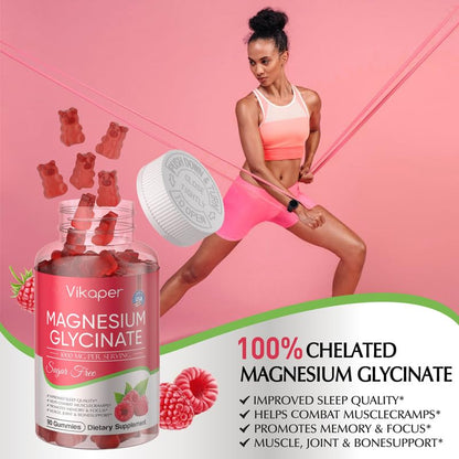 Magnesium Glycinate Gummies Sugar Free – Sleep & Muscle Support (180 Raspberry)