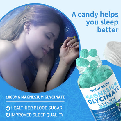 Magnesium Glycinate Gummies 1000mg – Sugar Free, Mood & Sleep Support (2-Pack)