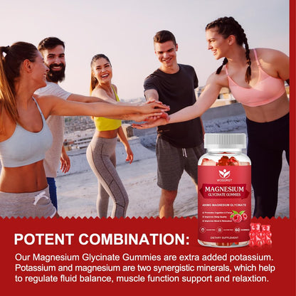400mg Magnesium Glycinate Gummies with 200mg Magnesium Malate, Vitamin D, B6, and CoQ10 | Sugar Free Raspberry - 60 Gummies