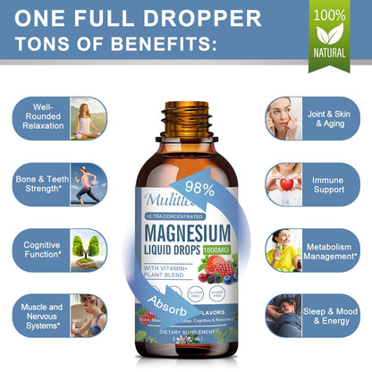 Magnesium Glycinate Liquid Drop – Triple Absorption for Nerves, Sleep & Muscles (Sugar-Free)