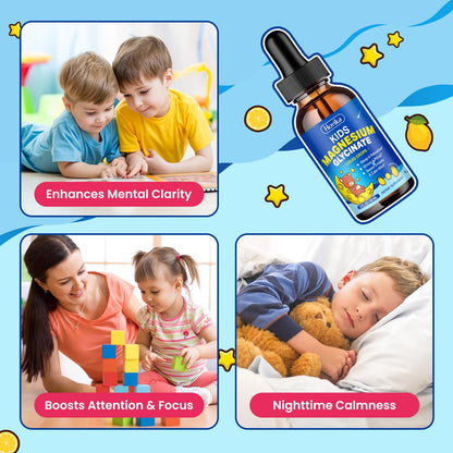 Kids Magnesium Glycinate Liquid with L-Theanine & Omega-3 for Sleep & Calm