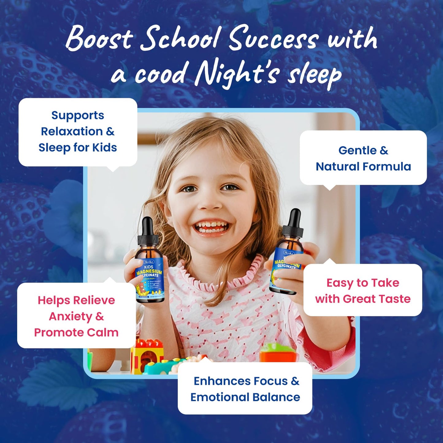 Kids Magnesium Glycinate Liquid with L-Theanine & Omega-3 for Sleep & Calm
