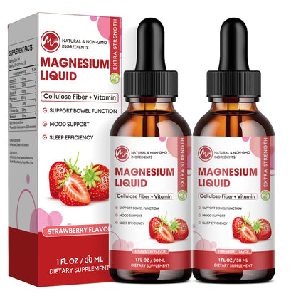 M inch Magnesium Glycinate Liquid Drops – High Absorption Magnesium (Strawberry), 2 Pack for Kids & Adults