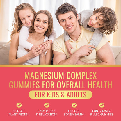 Magnesium Complex Gummies for Kids & Adults – Calm, Sleep & Mood Support, 60 Gummies