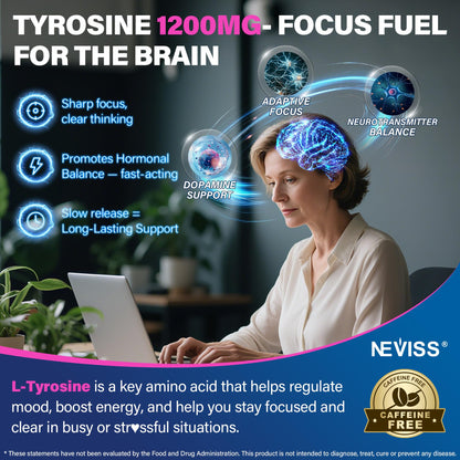 L Tyrosine Gummies 1200mg + GABA L-Theanine Calm & Focus – Vegan Brain Support