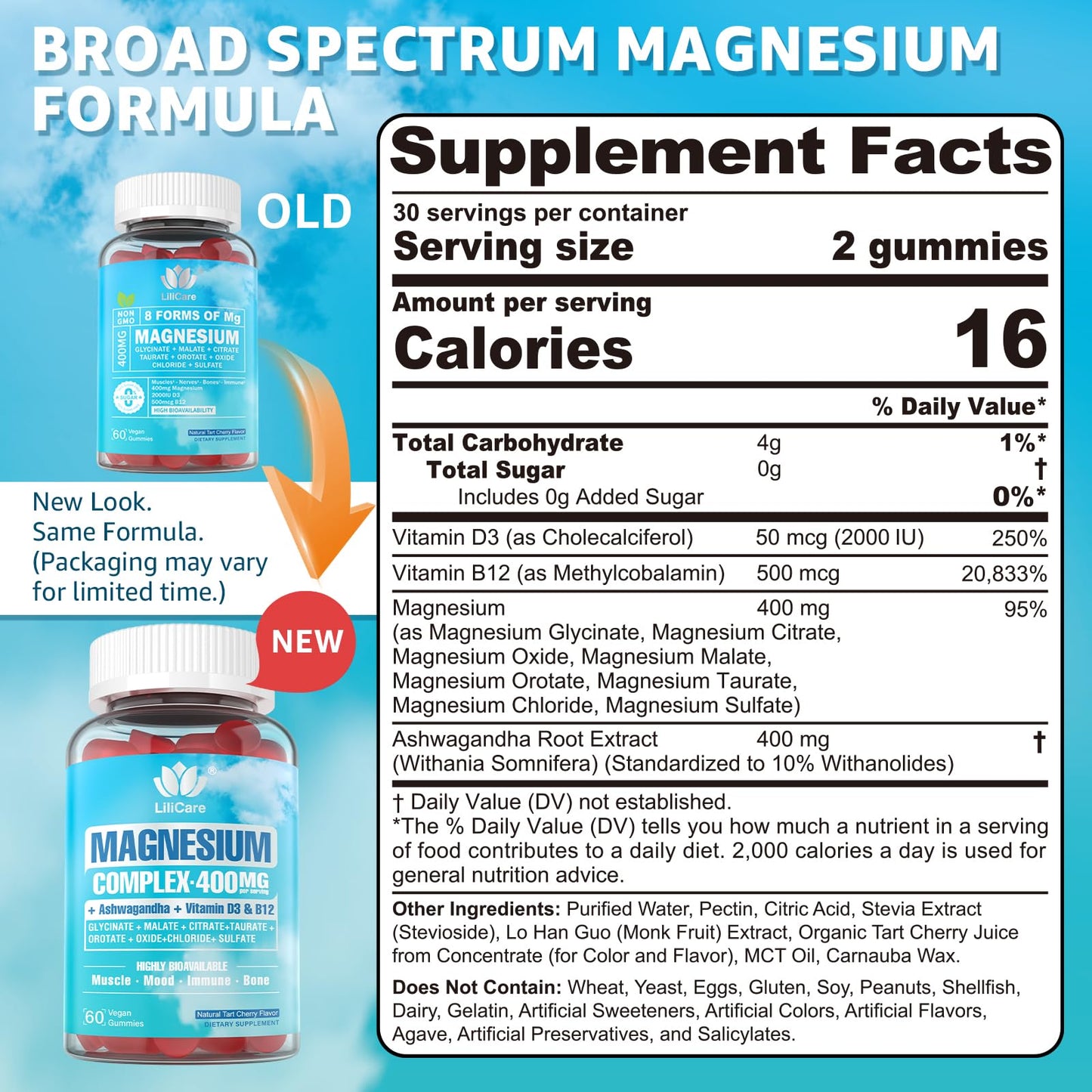Magnesium Complex Gummies 400mg for Women & Men – 8 Forms, Sugar Free, Vegan