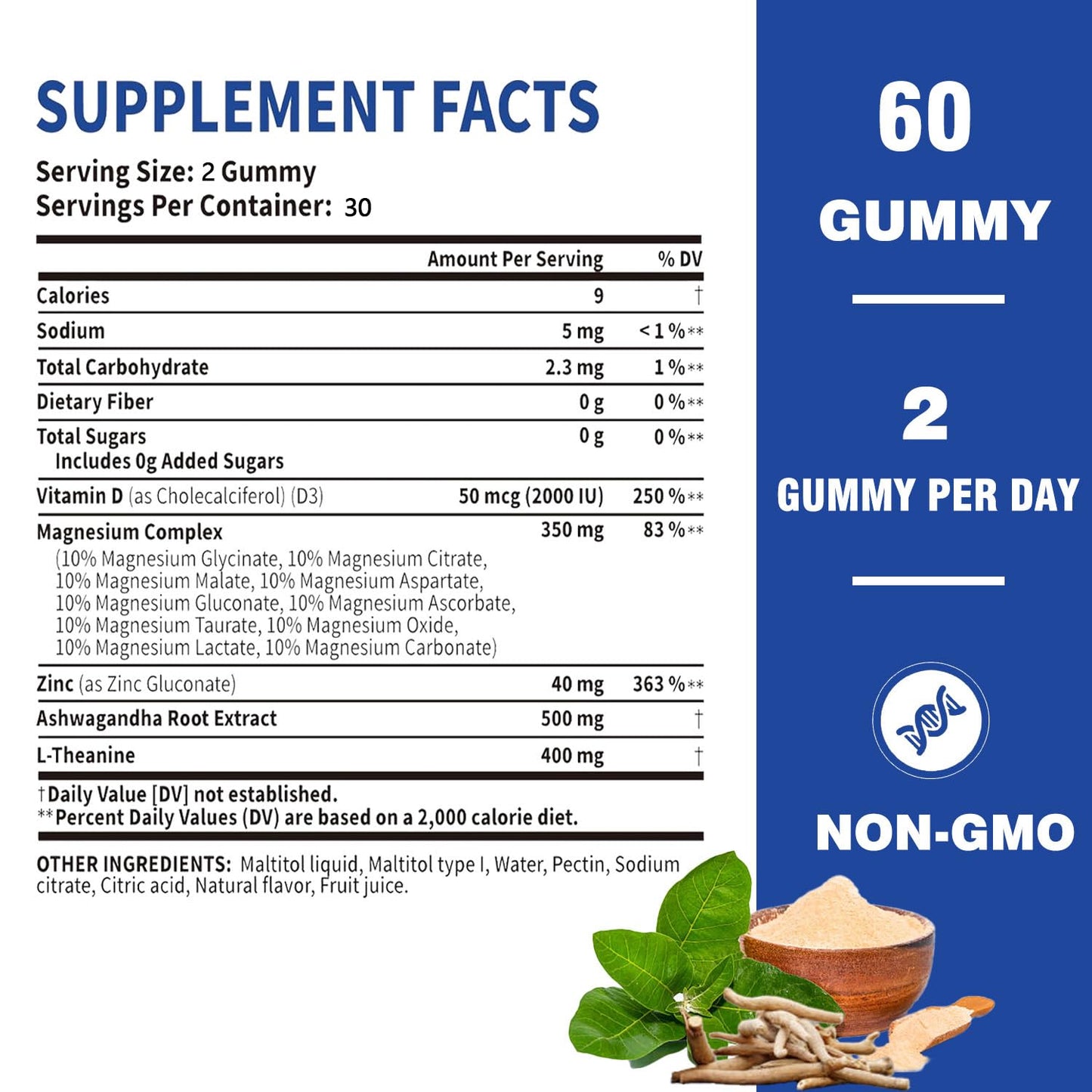 Magnesium Gummies 14-in-1 with Ashwagandha, L-Theanine, D3 & Zinc | Cortisol Support for Women - 60 Gummies