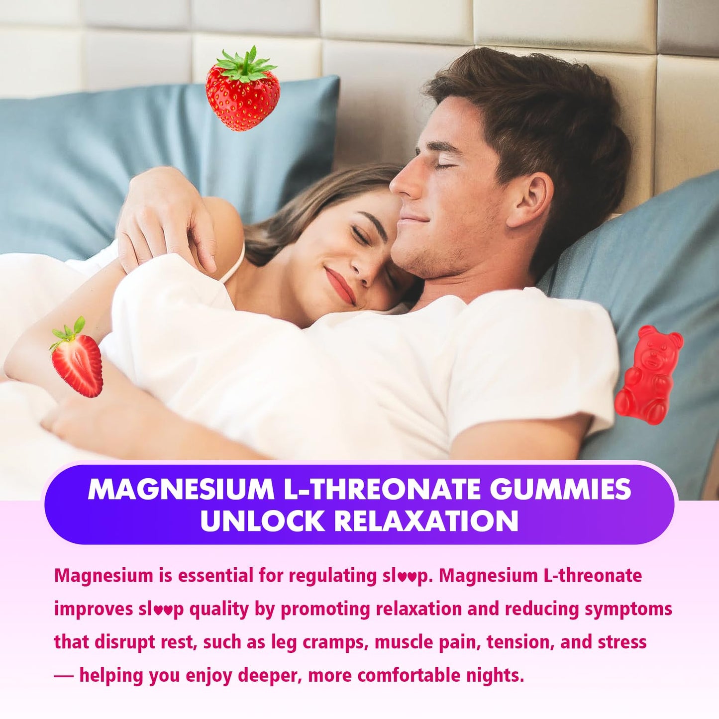 1000mg Magnesium L-Threonate Gummies - Vegan Sugar-Free Strawberry (60 ct)