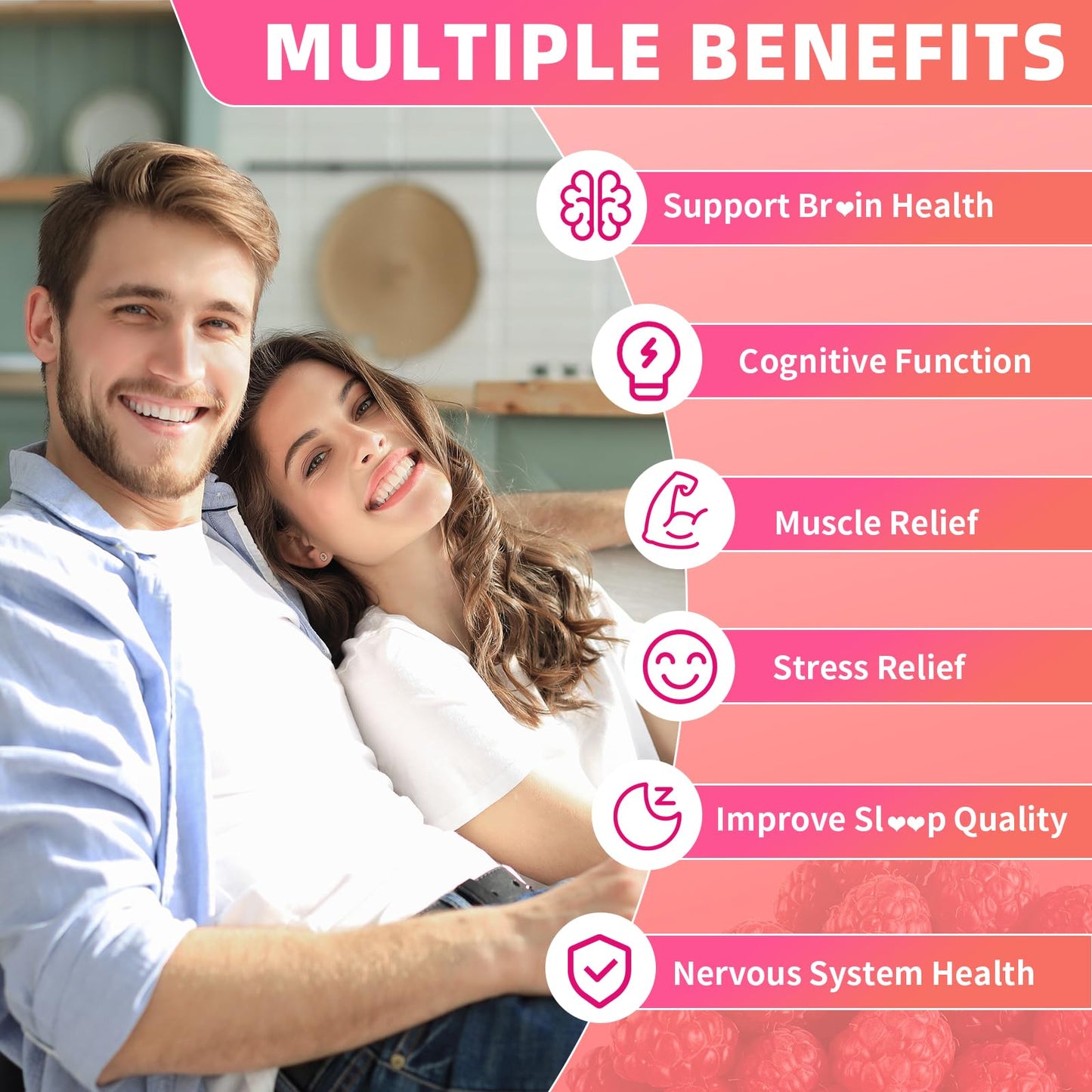 Magnesium L-Threonate Gummies 1000mg – Sugar-Free Raspberry, 120 Count | Nervous System & Muscle Support