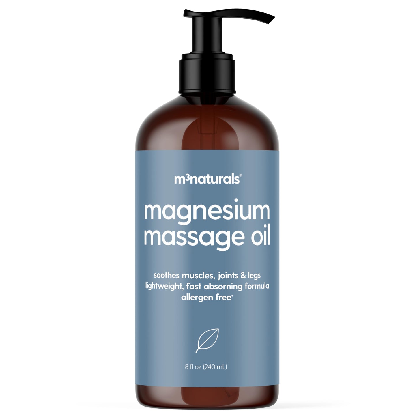 Magnesium Massage Oil for Sore Muscles, Sleep & Recovery – 8 oz by M3 Naturals