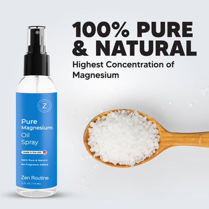 Pure Magnesium Oil Spray – 4oz (2 Pack) Organic USP Grade | Topical Magnesium for Feet, Leg Cramps & Sleep – Made in USA